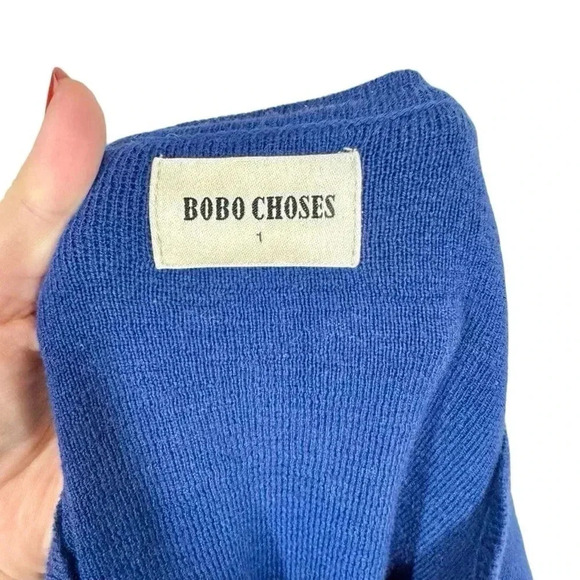 Bobo Choses Nautical Anchor Bi Color Striped Colorblock Knitted Sweater Dress - Picture 8 of 10